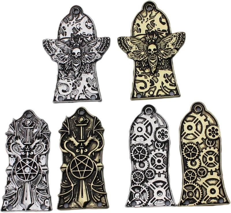 guyker 1 Pcs Guitar Head Cover 3 Holes, Zinc alloy Guitar Truss Rod Cover for GIB LP Style Guitar Accessories Parts, JA3003, Ancient Silver - Image 3